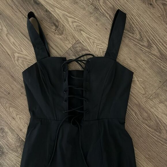 STAUD Sutton Black Lace-Up Dress - Picture 3 of 5